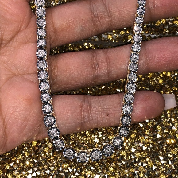 10k yellow gold vermeil Real Diamond Tennis Chain for Mother’s Day gift, bridal - Picture 8 of 11